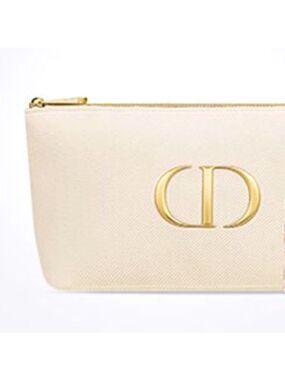Dior Beauty Makeup Bag Pouch Off White Cream Velvet Medium Makeup Bag Authentic